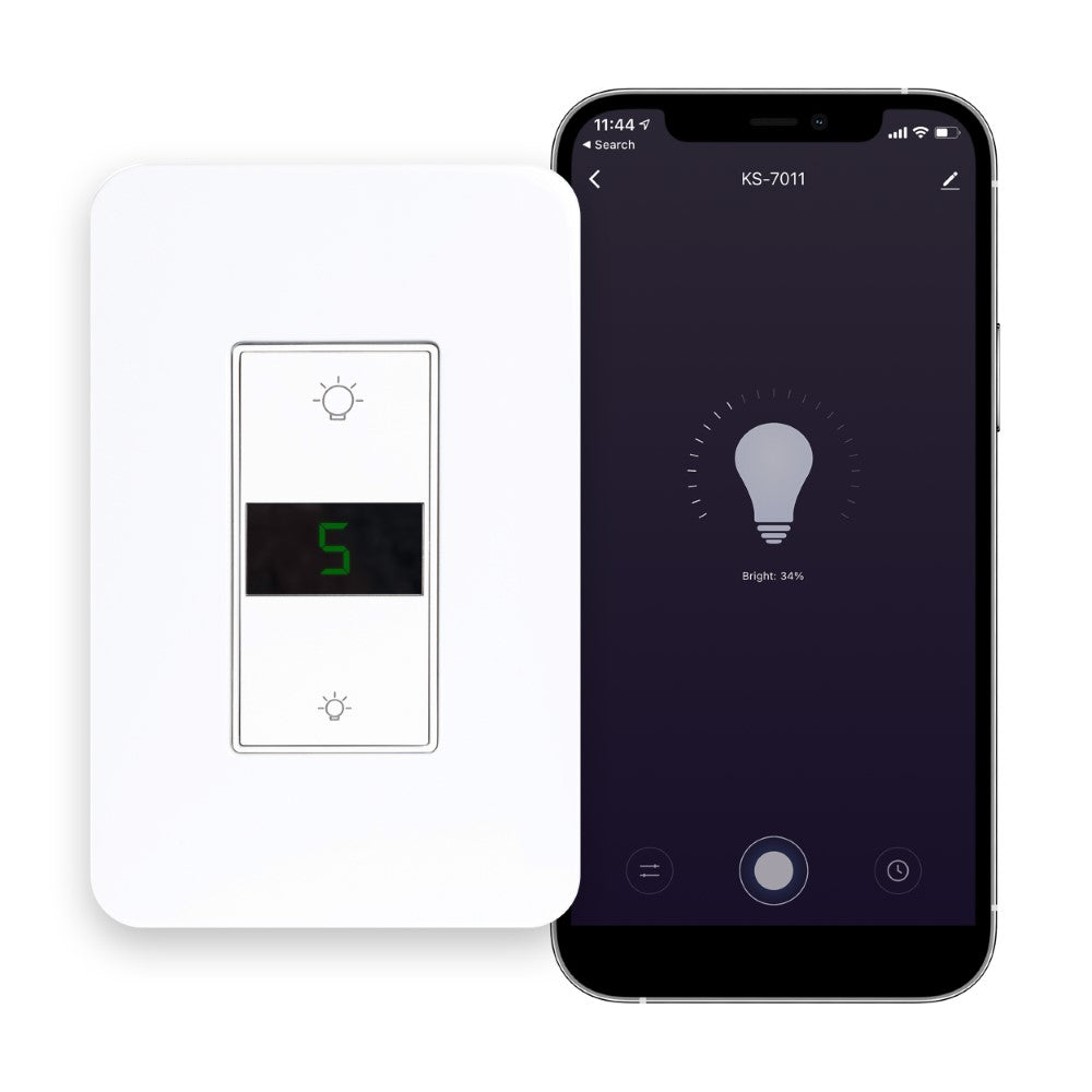 Smart Lighting LED Display Dimmer Switch - WiFi Remote App Control; Compatible with Alexa and Google Home Assistant