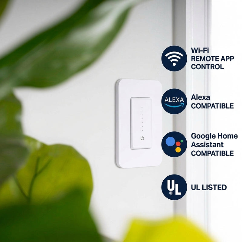 Smart Lighting Touch/Slide Dimmer Switch - WiFi Remote App Control; Compatible with Alexa and Google Home Assistant White – ICONS