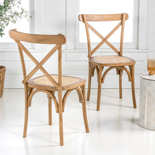 Cassis Traditional X-Back Wood Rattan Dining Chair - JONATHAN Y