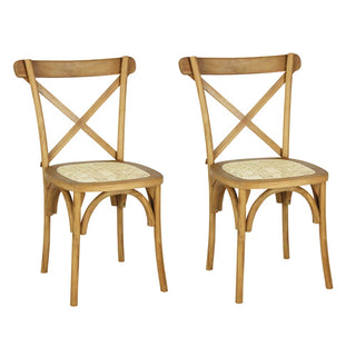 Cassis Traditional X-Back Wood Rattan Dining Chair - JONATHAN Y