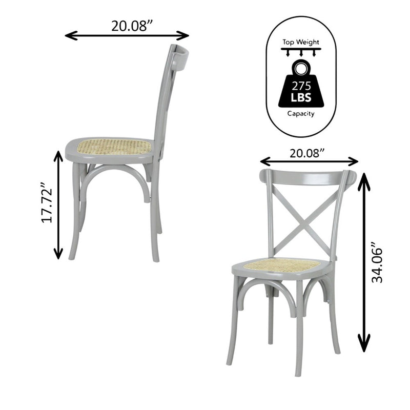 Cassis Traditional X-Back Wood Rattan Dining Chair - JONATHAN Y
