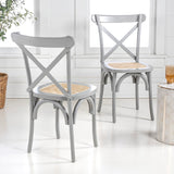 Cassis Traditional X-Back Wood Rattan Dining Chair - JONATHAN Y