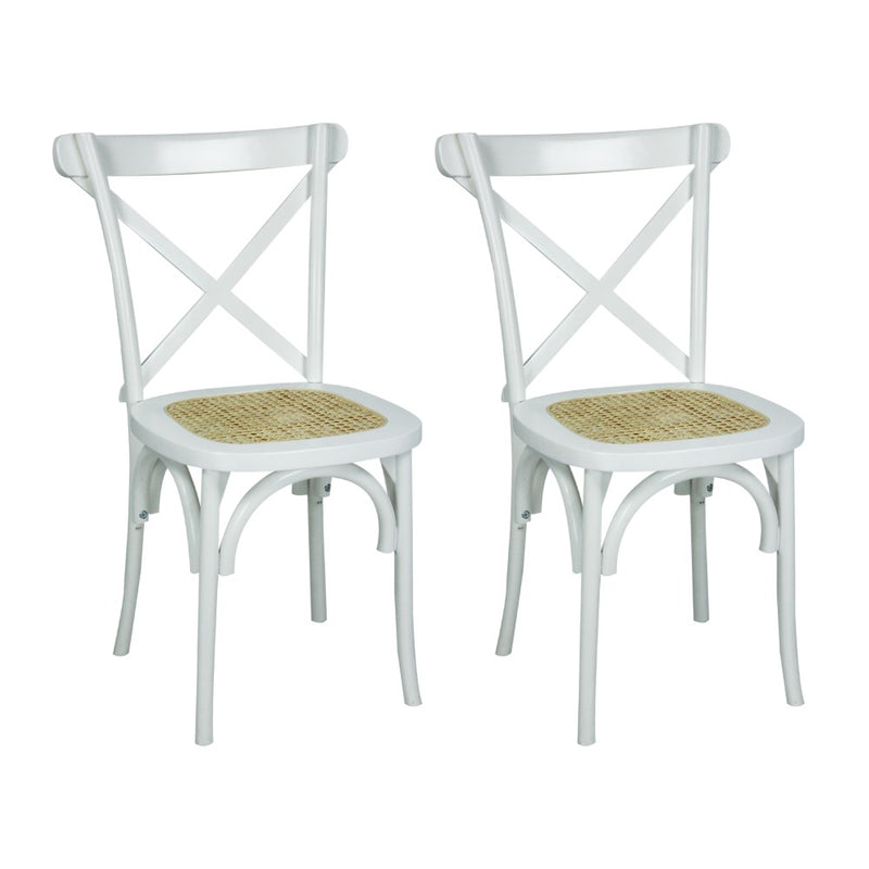 Cassis Traditional X-Back Wood Rattan Dining Chair - JONATHAN Y