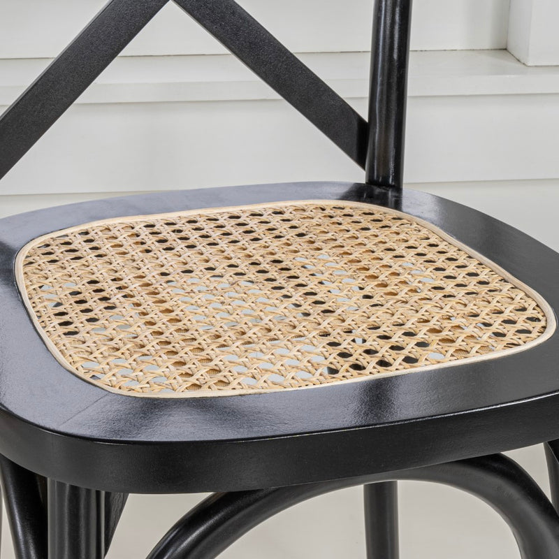 Cassis Traditional X-Back Wood Rattan Dining Chair - JONATHAN Y