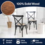 Cassis Traditional X-Back Wood Rattan Dining Chair Set 2