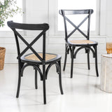 Cassis Traditional X-Back Wood Rattan Dining Chair - JONATHAN Y