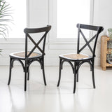 Cassis Traditional X-Back Wood Rattan Dining Chair - JONATHAN Y
