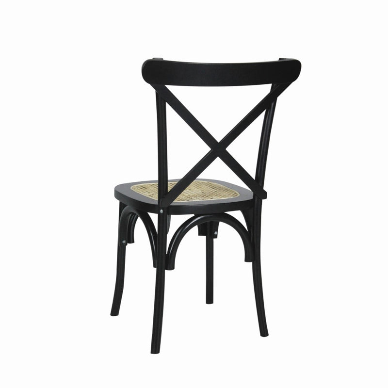 Cassis Traditional X-Back Wood Rattan Dining Chair - JONATHAN Y