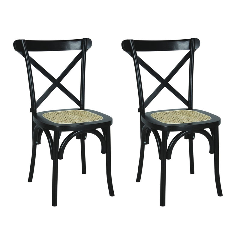 Cassis Traditional X-Back Wood Rattan Dining Chair - JONATHAN Y