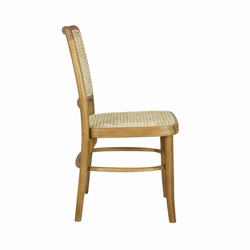 Colmar Mid-Century Vintage Wood Rattan Dining Chair - JONATHAN Y