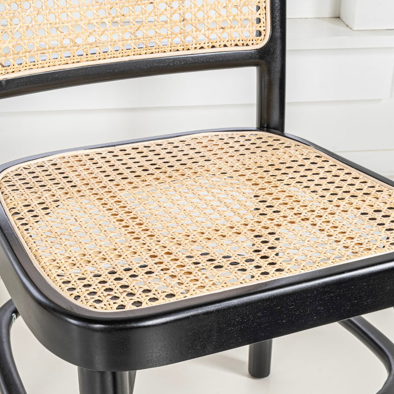 Colmar Mid-Century Vintage Wood Rattan Dining Chair - JONATHAN Y