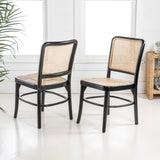 Colmar Mid-Century Vintage Wood Rattan Dining Chair - JONATHAN Y