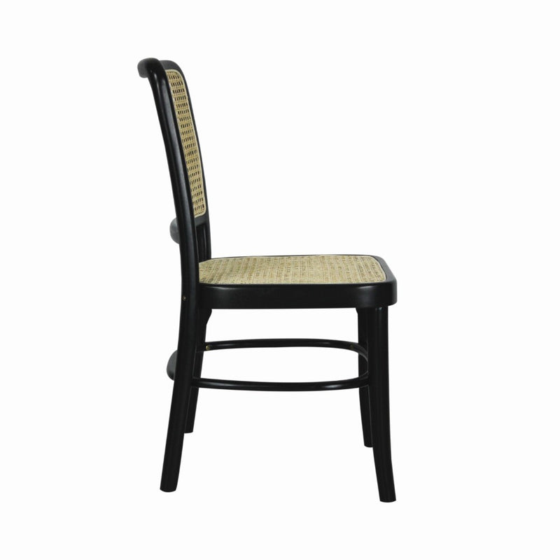 Colmar Mid-Century Vintage Wood Rattan Dining Chair - JONATHAN Y