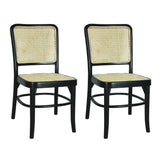 Colmar Mid-Century Vintage Wood Rattan Dining Chair - JONATHAN Y