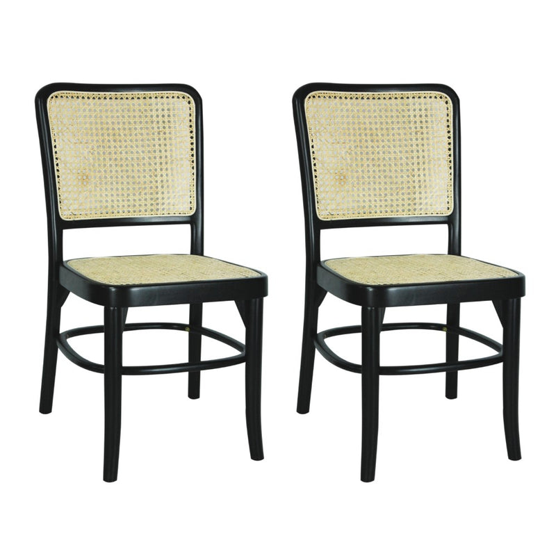 Colmar Mid-Century Vintage Wood Rattan Dining Chair - JONATHAN Y