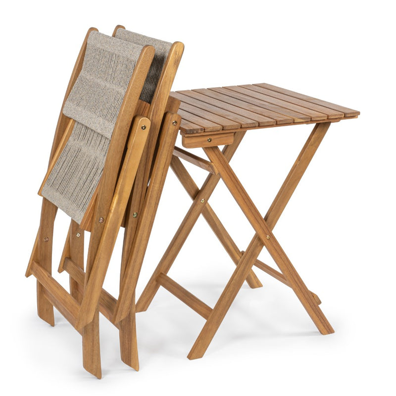 Javea Modern Coastal 3-Piece Acacia Wood Outdoor Folding Bistro Set - JONATHAN Y