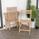 Cadiz Classic French Country 3-Piece Acacia Wood Half-Round Outdoor Folding Bistro Set - JONATHAN Y