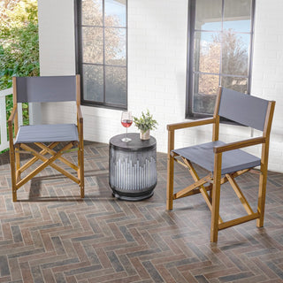 Cukor Classic Vintage Outdoor Acacia Wood Folding Director Chair with Canvas Seat Set 2