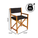 Waldo Classic Mid-Century Outdoor Acacia Wood Foldable Diamond-Quilted Back Director Chair with Cushion Set 2
