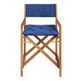 Waldo Classic Mid-Century Outdoor Acacia Wood Foldable Diamond-Quilted Back Director Chair with Cushion Set 2