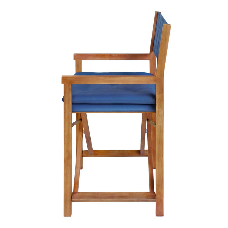 Waldo Classic Mid-Century Outdoor Acacia Wood Foldable Diamond-Quilted Back Director Chair with Cushion Set 2
