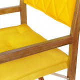 Waldo Classic Mid-Century Outdoor Acacia Wood Foldable Diamond-Quilted Back Director Chair with Cushion Set 2