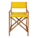 Waldo Classic Mid-Century Outdoor Acacia Wood Foldable Diamond-Quilted Back Director Chair with Cushion Set 2