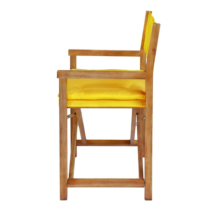 Waldo Classic Mid-Century Outdoor Acacia Wood Foldable Diamond-Quilted Back Director Chair with Cushion Set 2