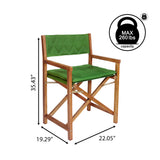 Waldo Classic Mid-Century Outdoor Acacia Wood Foldable Diamond-Quilted Back Director Chair with Cushion Set 2