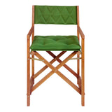 Waldo Classic Mid-Century Outdoor Acacia Wood Foldable Diamond-Quilted Back Director Chair with Cushion Set 2