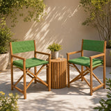 Waldo Classic Mid-Century Outdoor Acacia Wood Foldable Diamond-Quilted Back Director Chair with Cushion Set 2