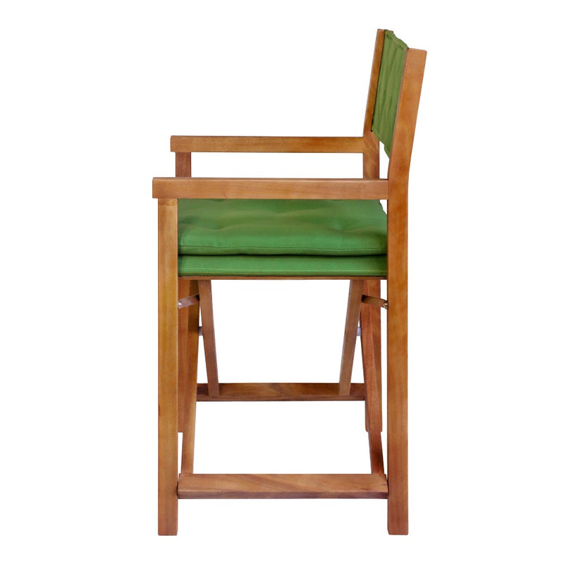 Waldo Classic Mid-Century Outdoor Acacia Wood Foldable Diamond-Quilted Back Director Chair with Cushion Set 2