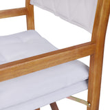 Waldo Classic Mid-Century Outdoor Acacia Wood Foldable Diamond-Quilted Back Director Chair with Cushion Set 2