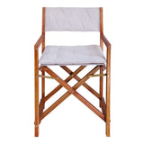 Waldo Classic Mid-Century Outdoor Acacia Wood Foldable Diamond-Quilted Back Director Chair with Cushion Set 2