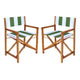 Green and White Stripe/Teak Brown (Set of 2)