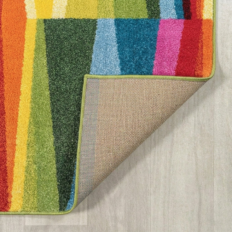 Prism Geometric Striped Area Rug Orange/Green/Blue / Runner / 2' X 7'10" – BACK
