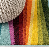 Prism Geometric Striped Area Rug Orange/Green/Blue / Runner / 2' X 7'10" – DETAIL
