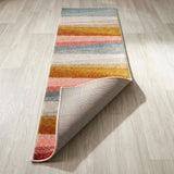 Prism Geometric Striped Area Rug Red/Yellow/Gray / Runner / 2' X 7'10" – BACK