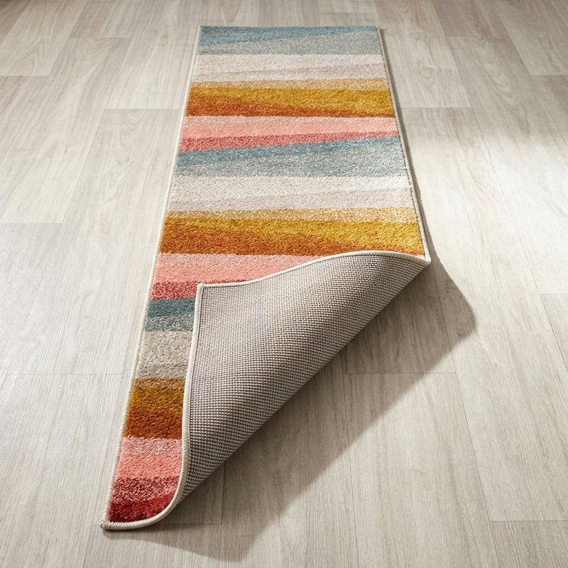 Prism Geometric Striped Area Rug Red/Yellow/Gray / Runner / 2' X 7'10" – BACK