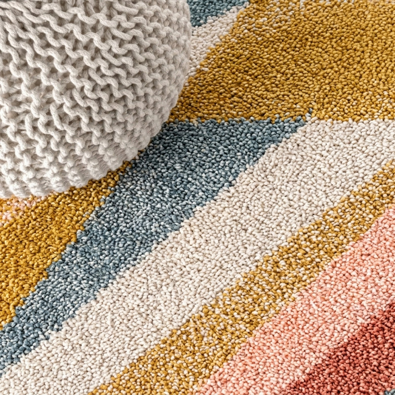 Prism Geometric Striped Area Rug Red/Yellow/Gray / Runner / 2' X 7'10" – DETAIL
