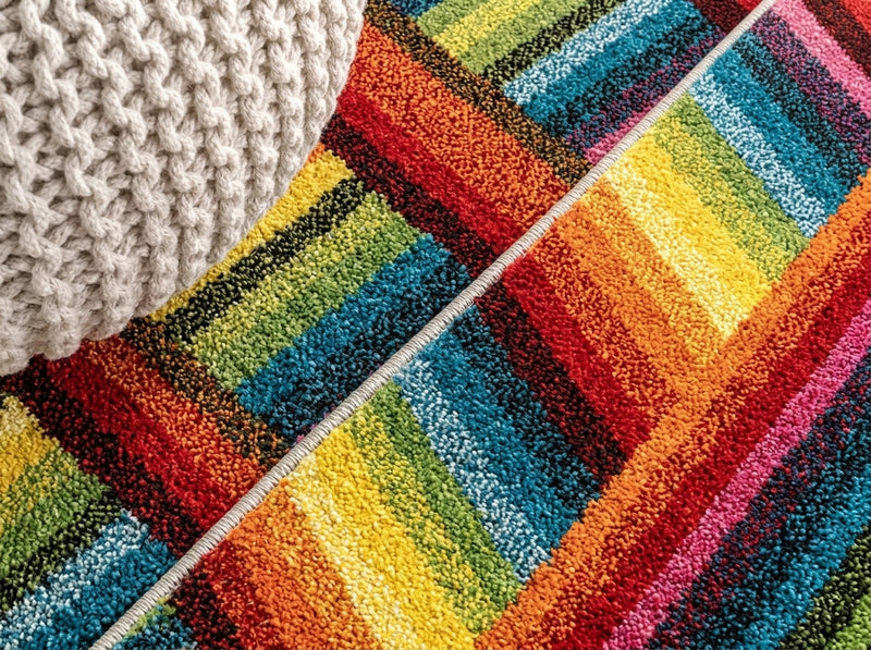 Retro Rainbow Contemporary Stripe Area Rug Multi / Runner / 2' X 7'10" – DETAIL