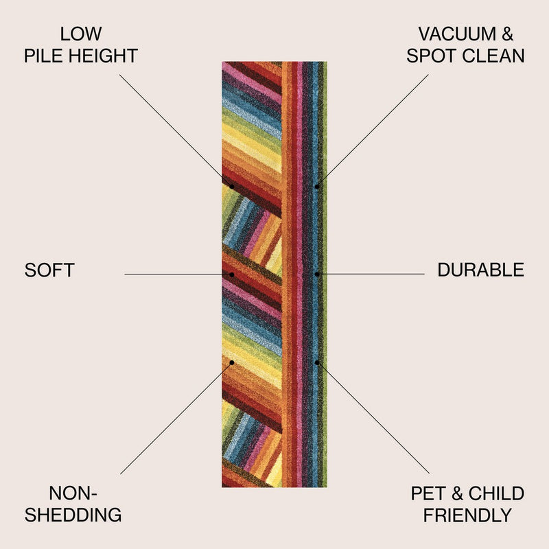 Retro Rainbow Contemporary Stripe Area Rug