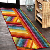 Retro Rainbow Contemporary Stripe Area Rug