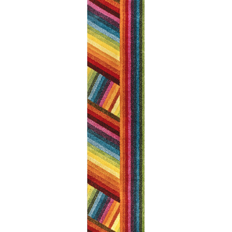Retro Rainbow Contemporary Stripe Area Rug