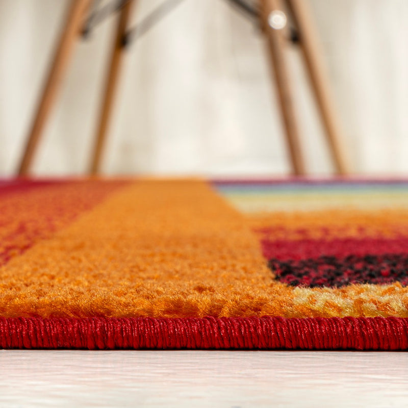 Retro Rainbow Contemporary Stripe Area Rug