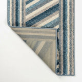 Retro Rainbow Contemporary Stripe Area Rug Blue/Cream/Gray / Runner / 2' X 7'10" – BACK