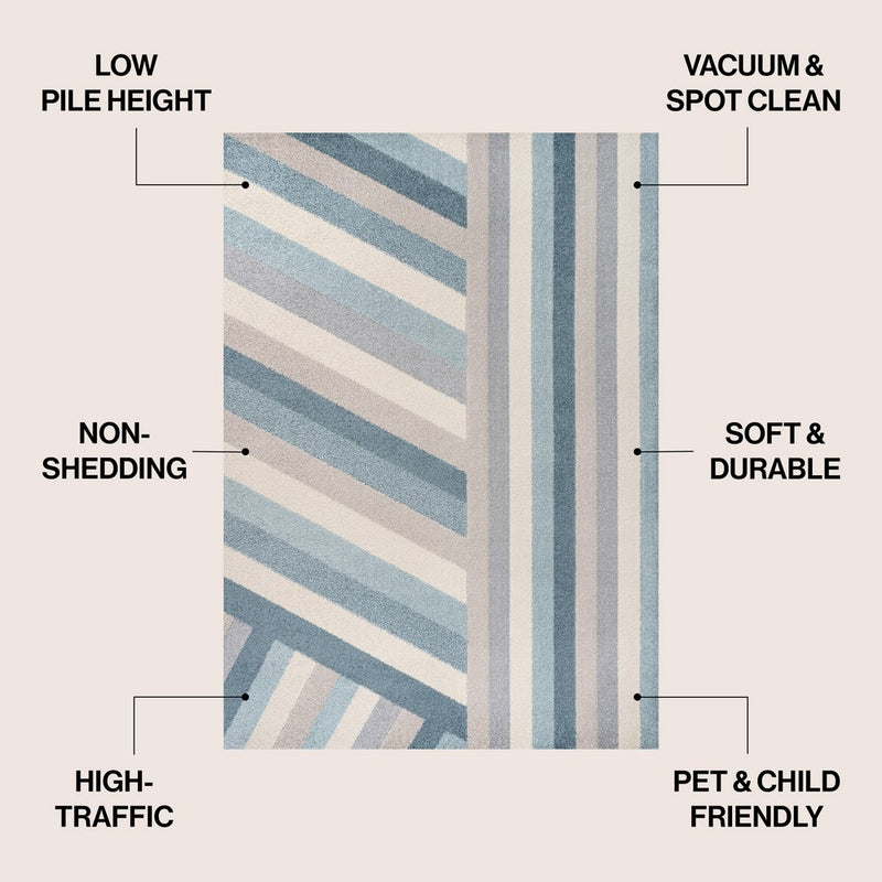 Retro Rainbow Contemporary Stripe Area Rug