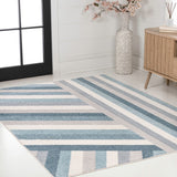 Retro Rainbow Contemporary Stripe Area Rug