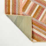 Retro Rainbow Contemporary Stripe Area Rug Red/Gold/Cream / Runner / 2' X 7'10" – BACK