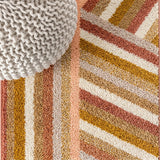 Retro Rainbow Contemporary Stripe Area Rug Red/Gold/Cream / Runner / 2' X 7'10" – DETAIL